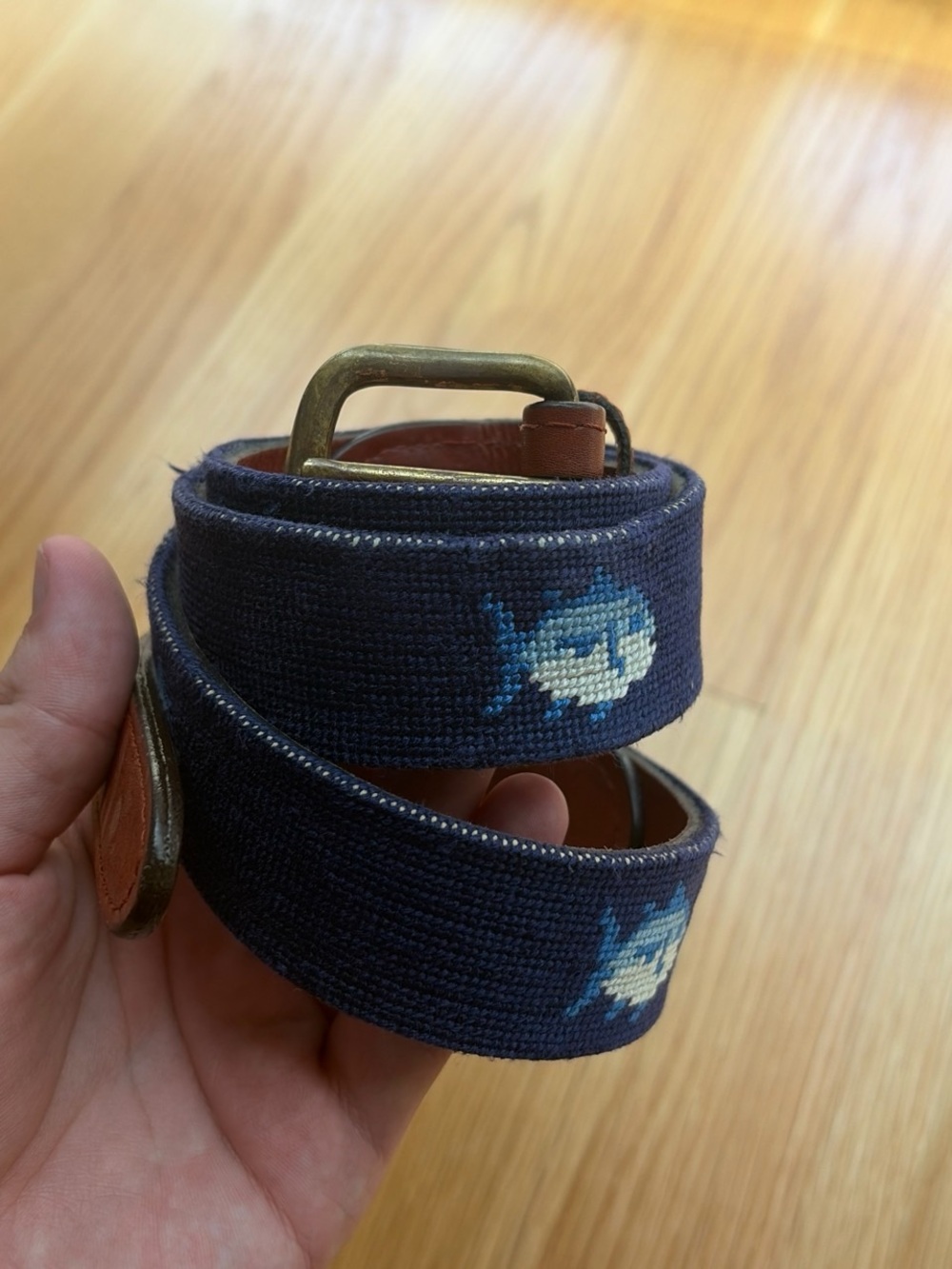 Navy Southern Tied Smathers & Branson Embroidered Belt for Men